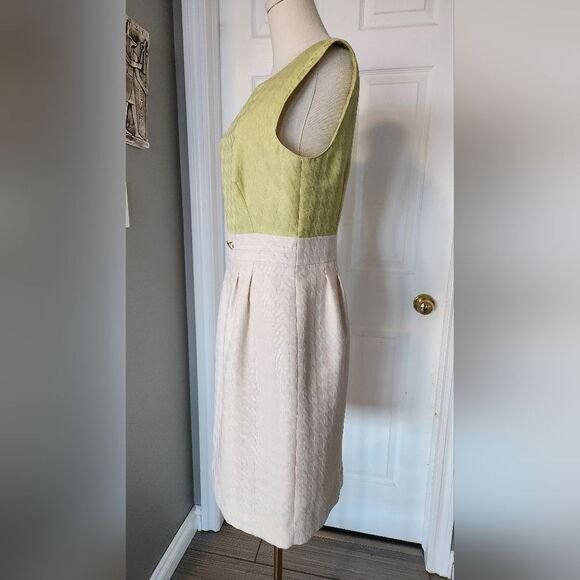 TahariโLime Green and Cream Sleeveless Dress - Picture 4 of 6